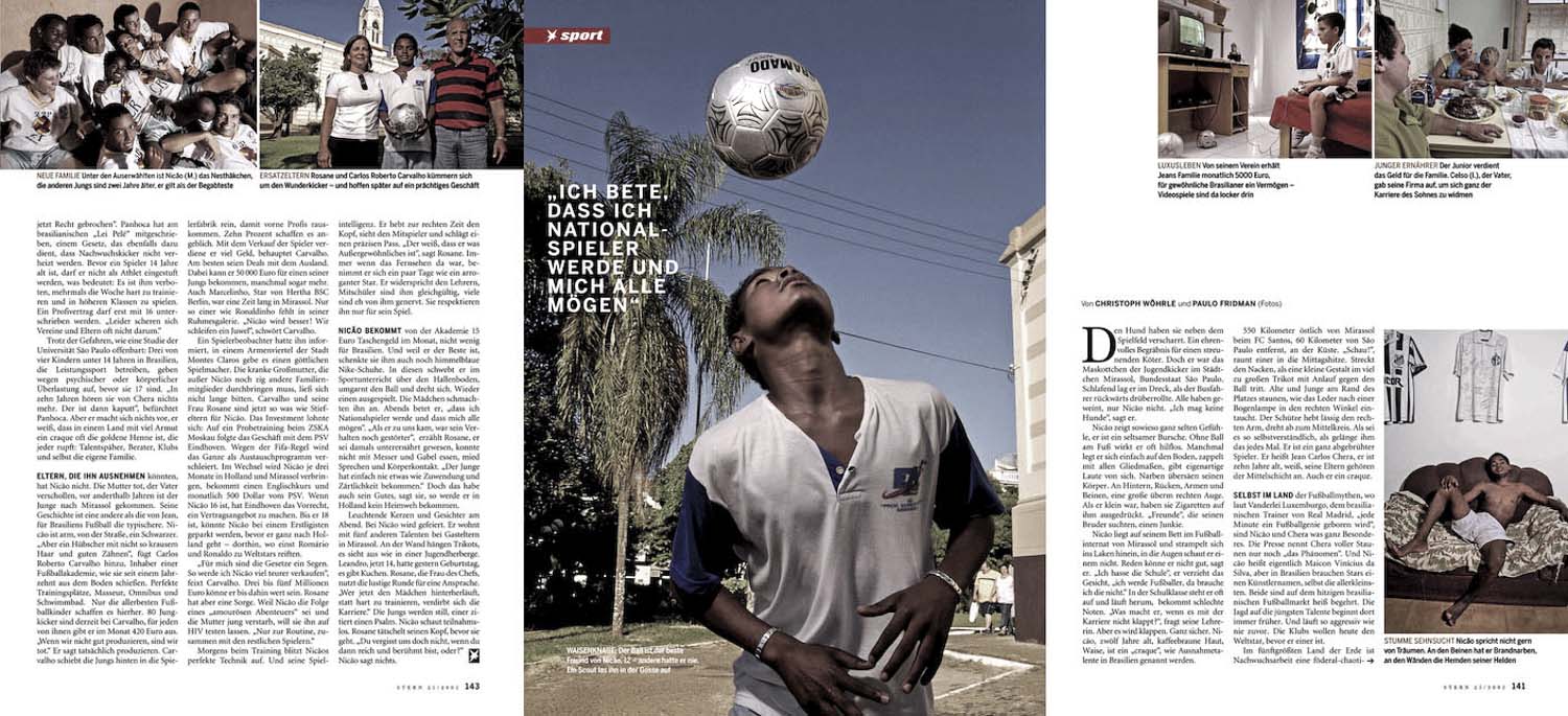 Revista STERN, ensaio sobre novos talentos do futebol no Brasil.