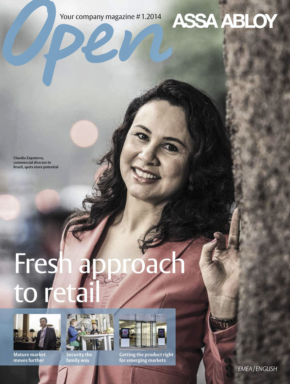 Revista Open Assa Bloy, reportagem de capa sobre Claudia Zapaterra
